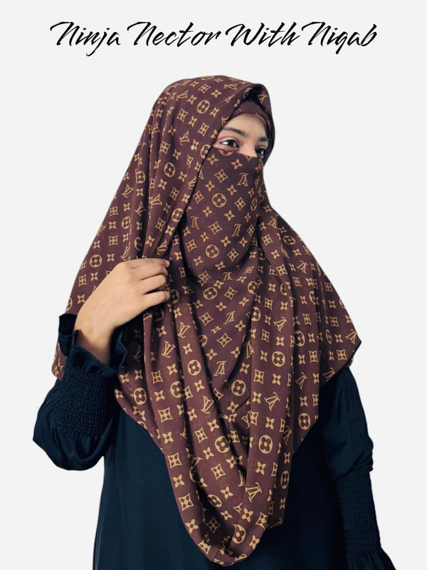 Premium Printed Ninja Nector Hijab With Niqab Design P12