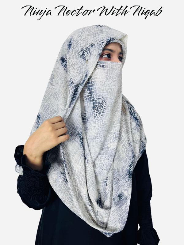 Premium Printed Ninja Nector Hijab With Niqab Design P15