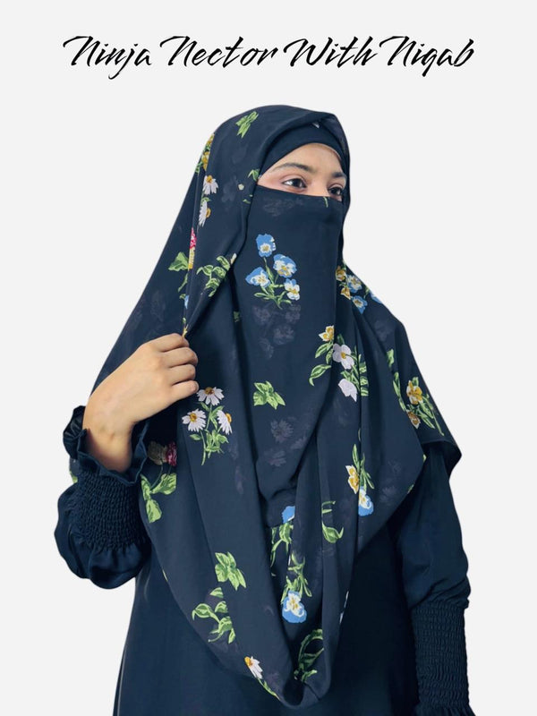 Premium Printed Ninja Nector Hijab With Niqab Design P6