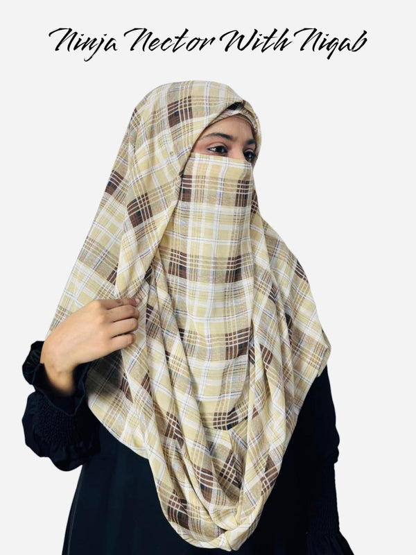 Premium Printed Ninja Nector Hijab With Niqab Design P7