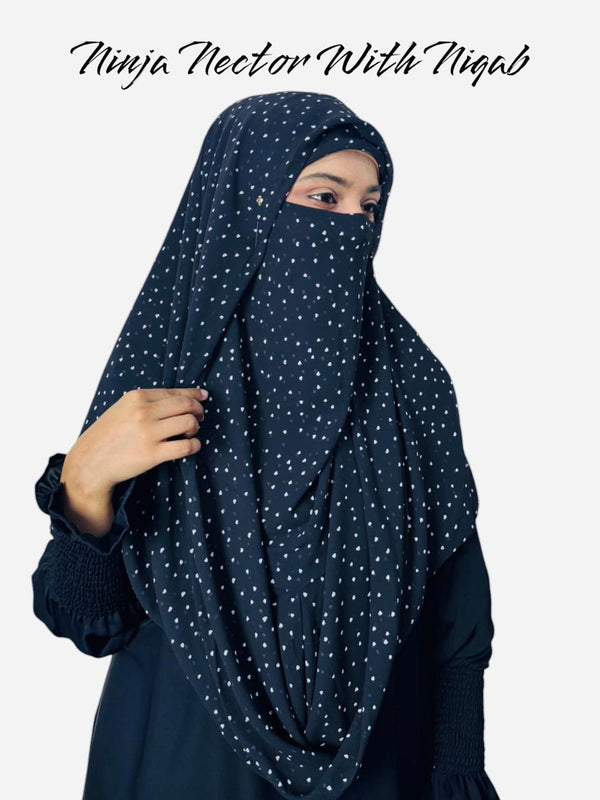 Premium Printed Ninja Nector Hijab With Niqab Design P8