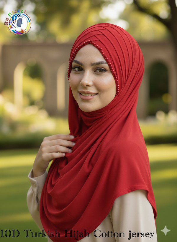 10 D Turkish Hijab Cotton jersey Color Red