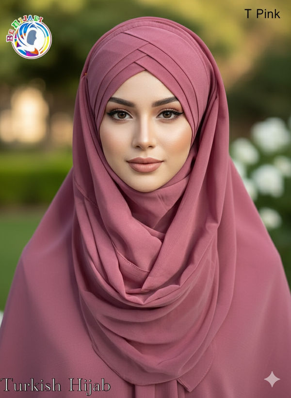 Turkish Scarf Chiffon Layer instant Ready To Wear Color T PInk