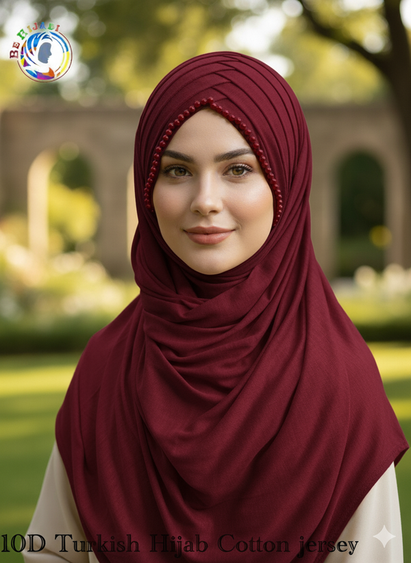10 D Turkish Hijab Cotton jersey Color Maroon