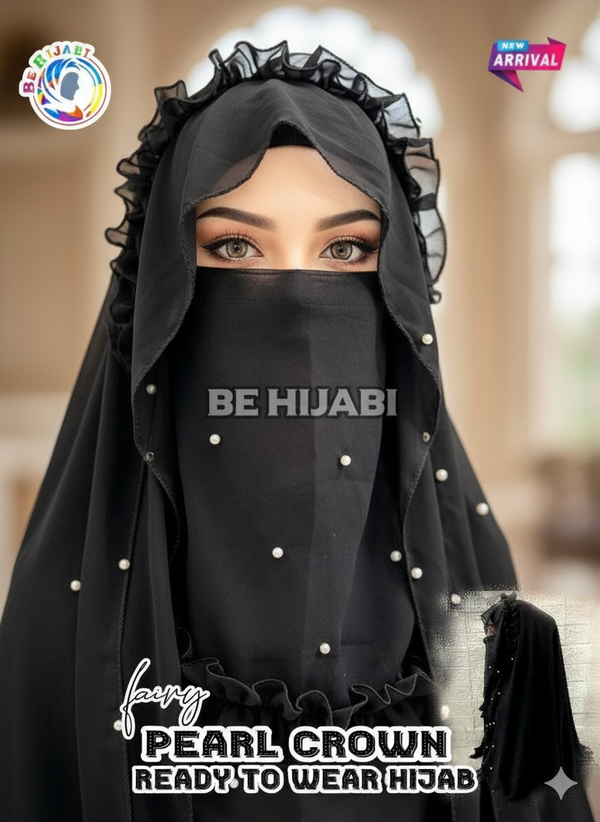 Fairy Crown Hijab Full  Black