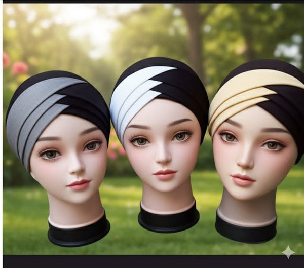 Pack of 3 Double Color Hijab Caps