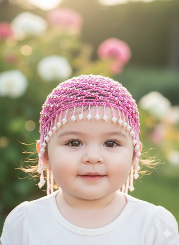 Unique Handmade Kashmiri Baby Cap Pink