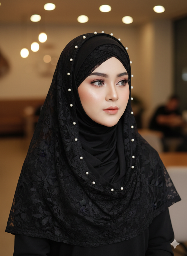 Black Pinless Hijab