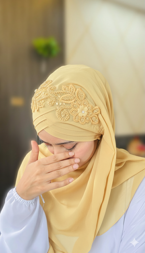 Cutwork Ready to Wear Hijab Color - Skin