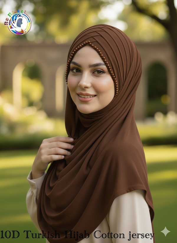 10 D Turkish Hijab Cotton jersey Color Brown