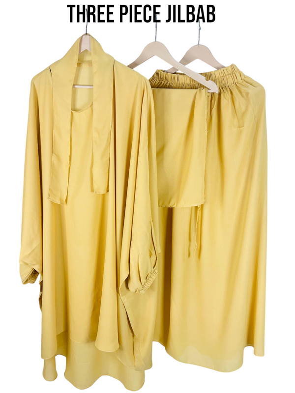 Three Piece Jilbab Color Mustard Yellow