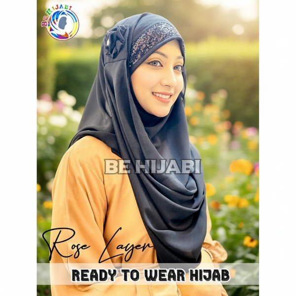 Black Rose Layer Hijab Ready To Wear