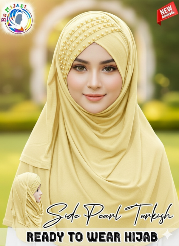 Side Pearl Turkish Hijab Cotton jersey Color Skin