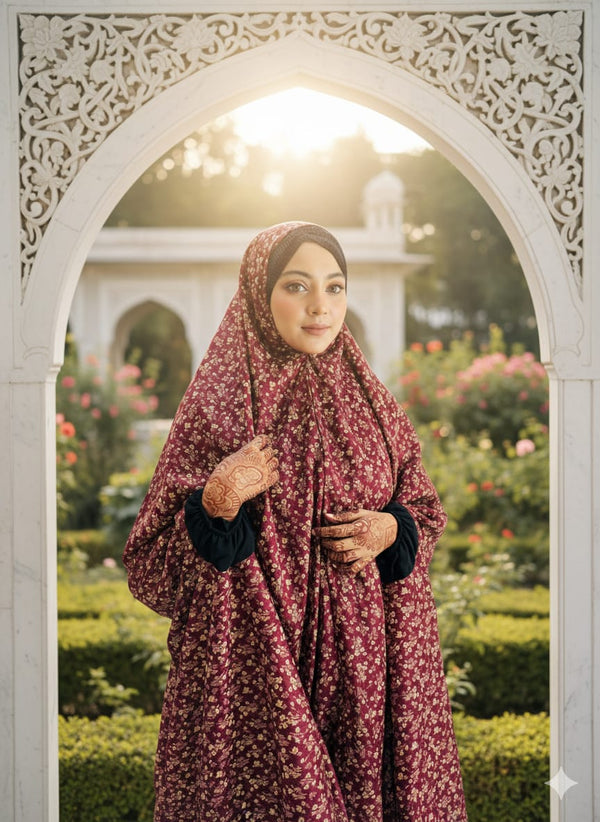 Chadar with Sleeves - Prayer / Namaz Chadar Full Hijab Color Maroon