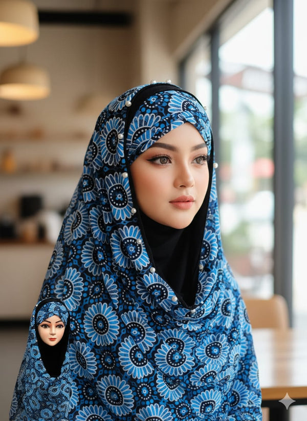 Luxury Pinless Instant Scarf With inner Cap  Color Froze