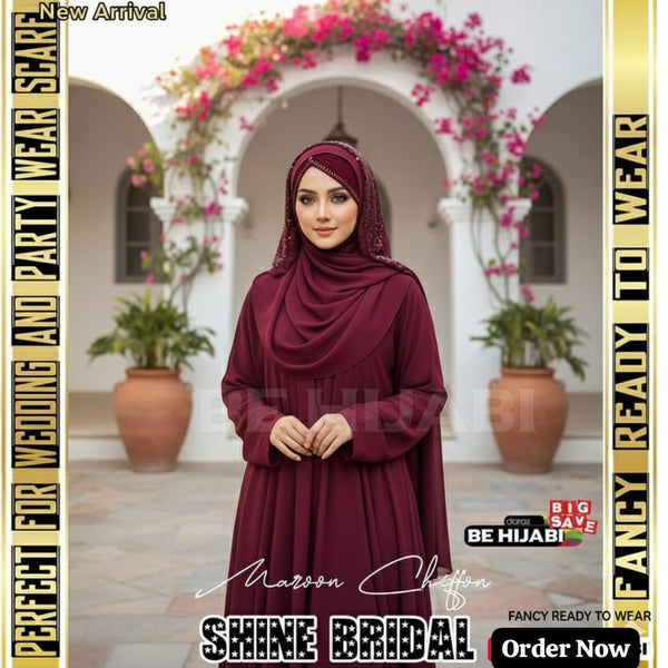 Shining Star Fancy Ready to Wear Hijab - Luxury Fashion - Perfect For Wedding And Party Wear Scarf