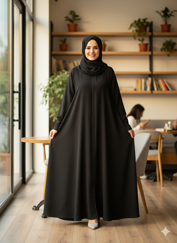 Zipper Abaya Black