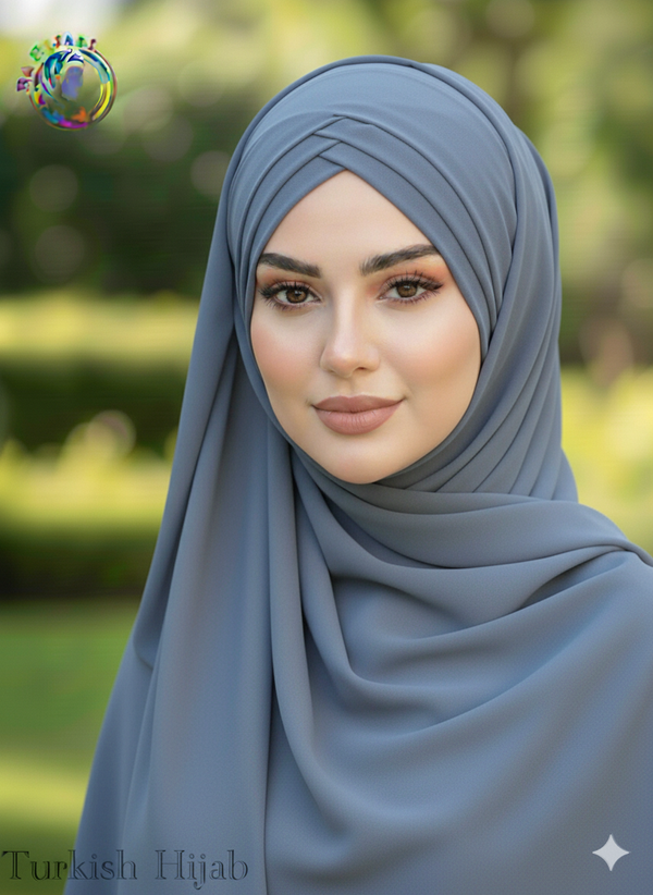 Turkish Scarf Chiffon Layer instant Ready To Wear Color Gray