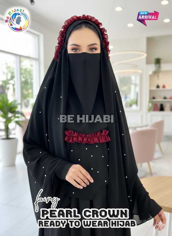 Fairy Crown Hijab Maroon Black
