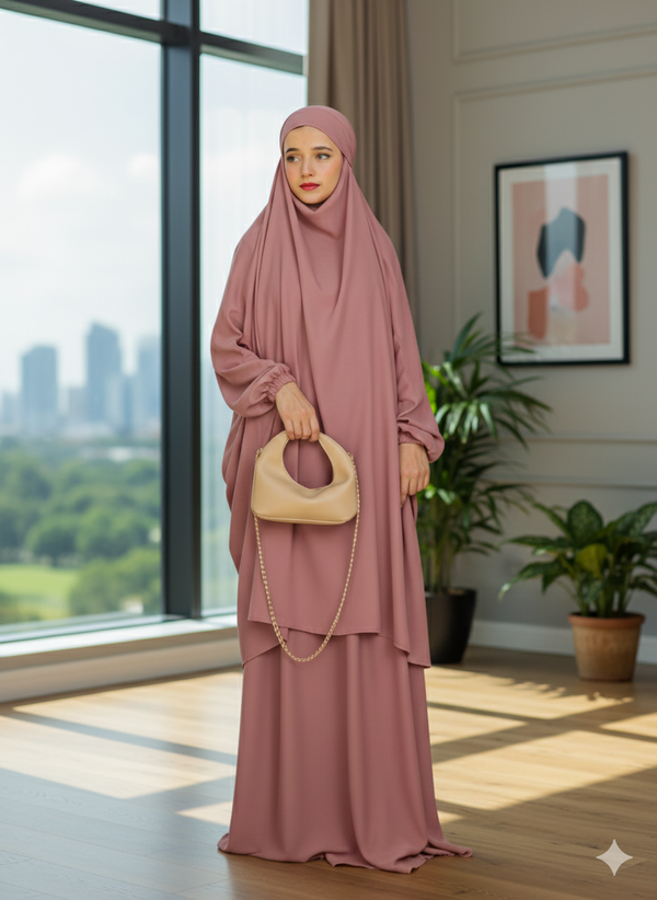 Three Piece Jilbab Color Rosewood
