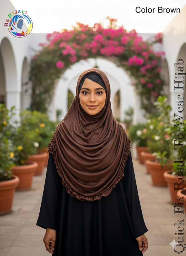 Quick Fix Plating Ready To Wear Hijab Brown