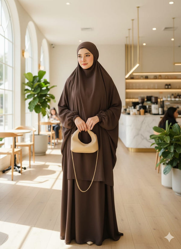 Three Piece Jilbab Color Brown