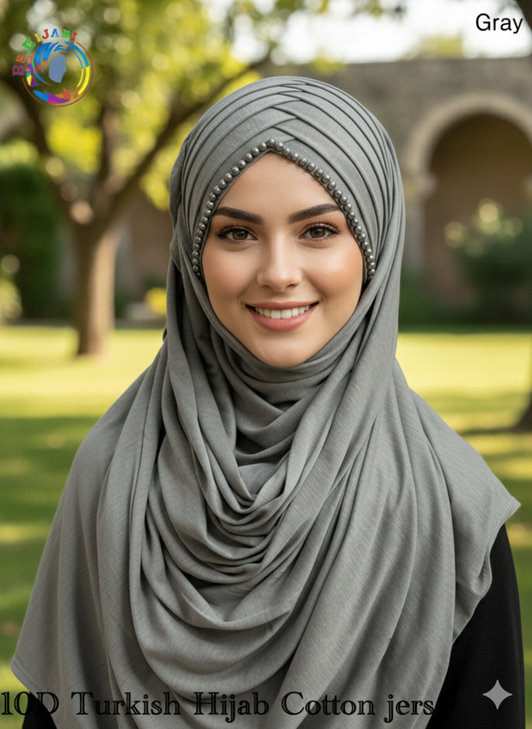 10 D Turkish Hijab Cotton jersey Color Gray