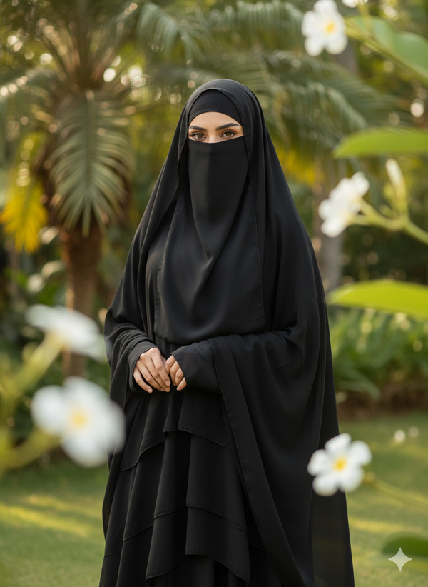 Zipper Hijab With Niqab Black
