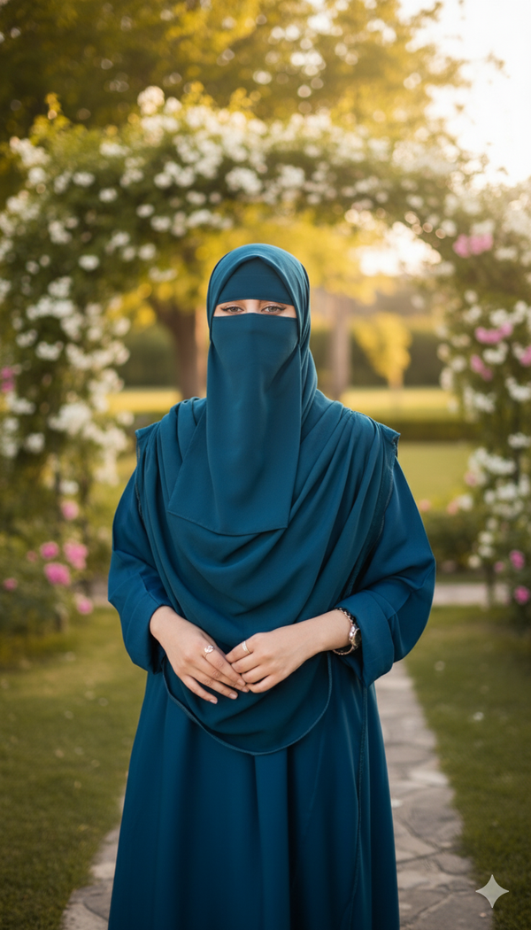 Stylish Plated Niqab Hijab Set