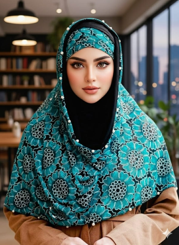 Luxury Pinless Instant Scarf With inner Cap