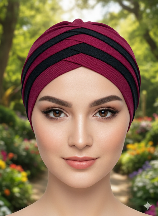 Criss Cross Double Color Hijab Cap