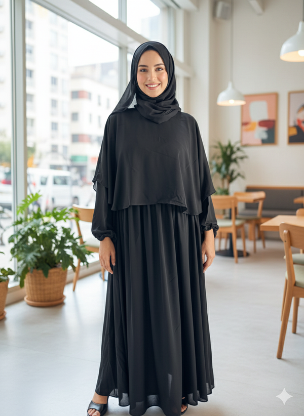 Maxi Upper Abaya Black