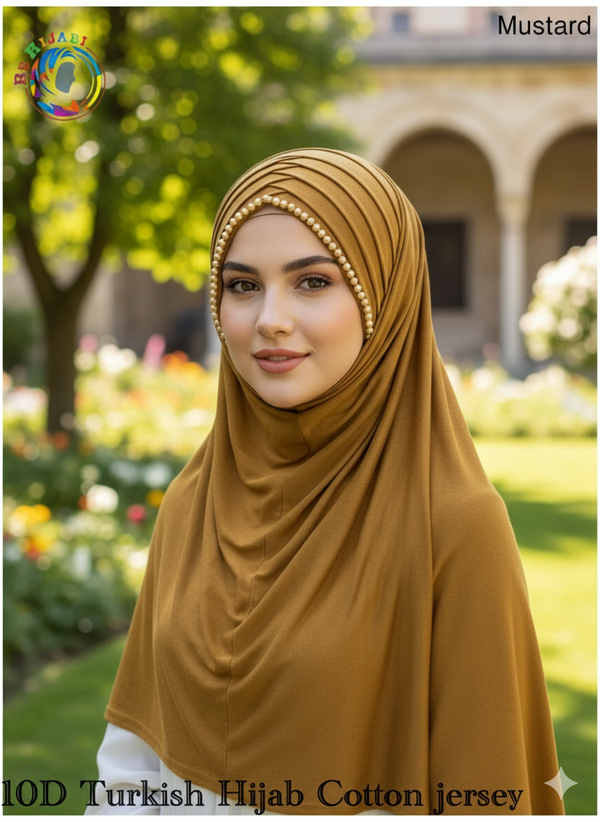 10 D Turkish Hijab Cotton jersey Color Mustard