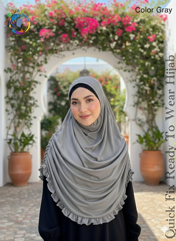 Quick Fix Plating Ready To Wear Hijab Gray