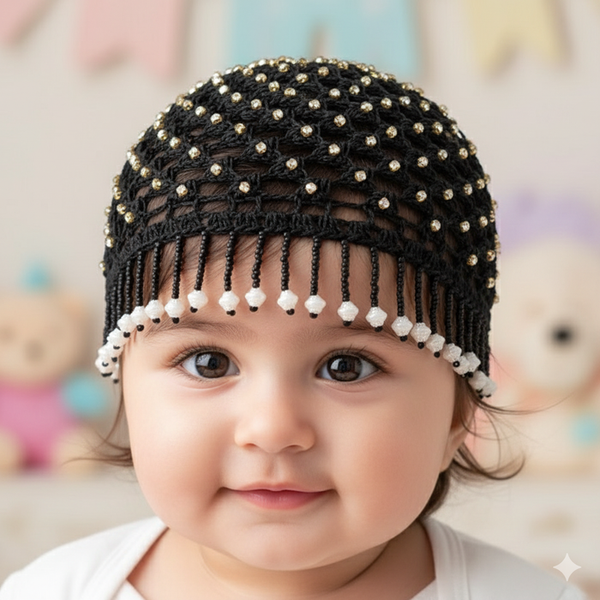 Unique Handmade Kashmiri Baby Cap Black
