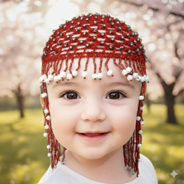 Unique Handmade Kashmiri Baby Cap Red