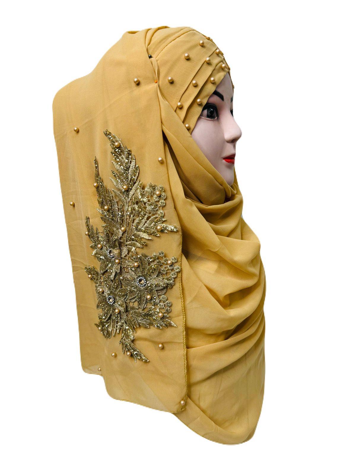 Bridal Turkish Hijab Golden