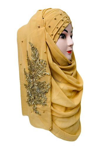 Bridal Turkish Hijab Golden