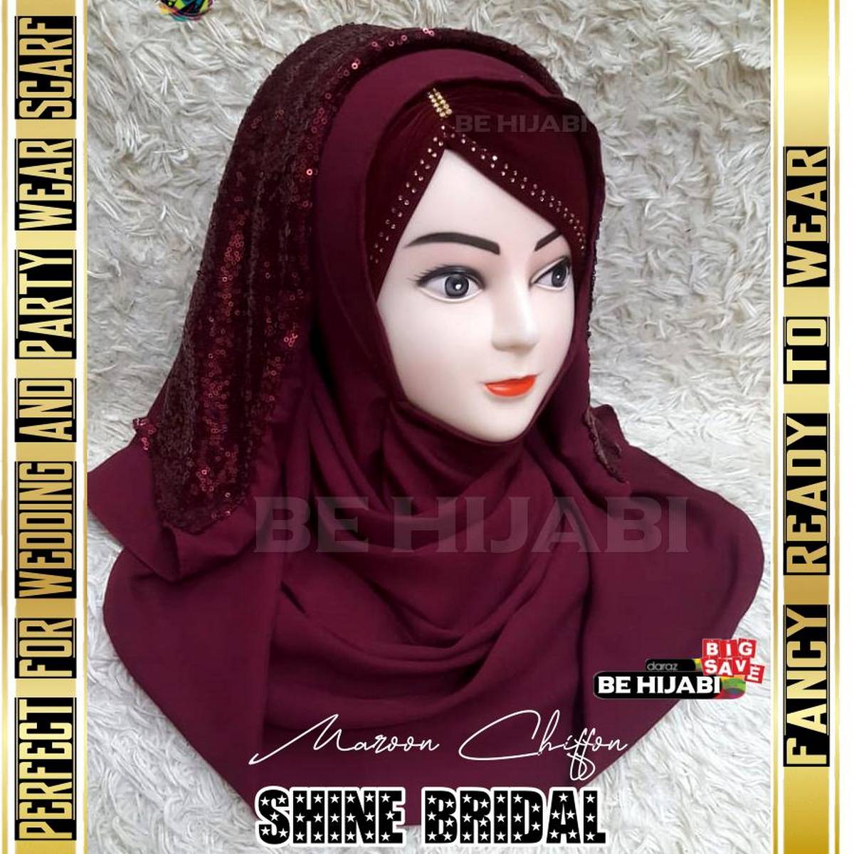 Shining Star Fancy Ready to Wear Hijab - Luxury Fashion - Perfect For Wedding And Party Wear Scarf