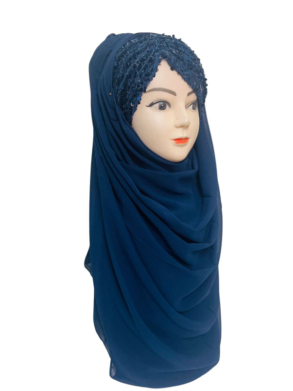 Bridal Hijab Shining Star Navy Blue