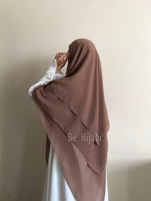 Three Layers Chiffon Khimar Color Coffee