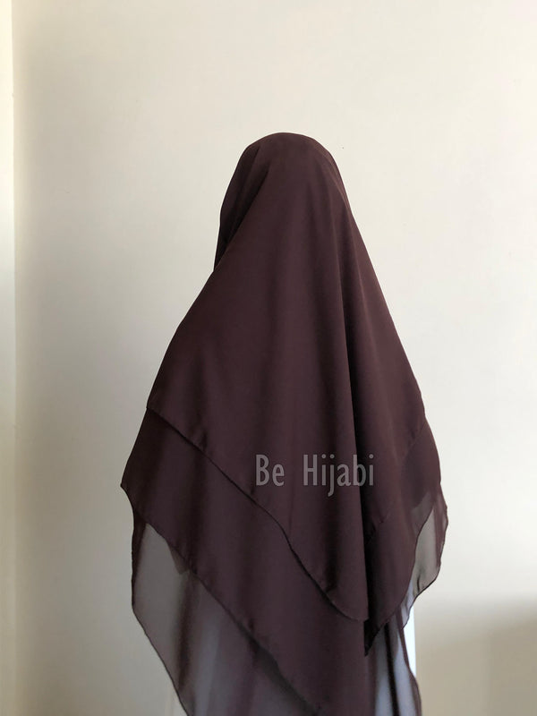 Three Layers Chiffon Khimar Color Brown