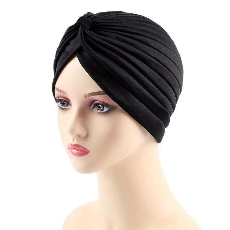 Women Turban Caps Headscarf Pleated Wrap Chemo Cap