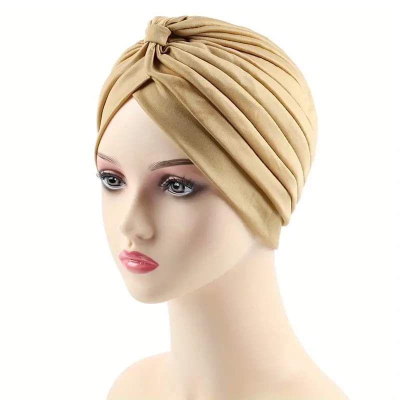 Women Turban Caps Headscarf Pleated Wrap Chemo Cap