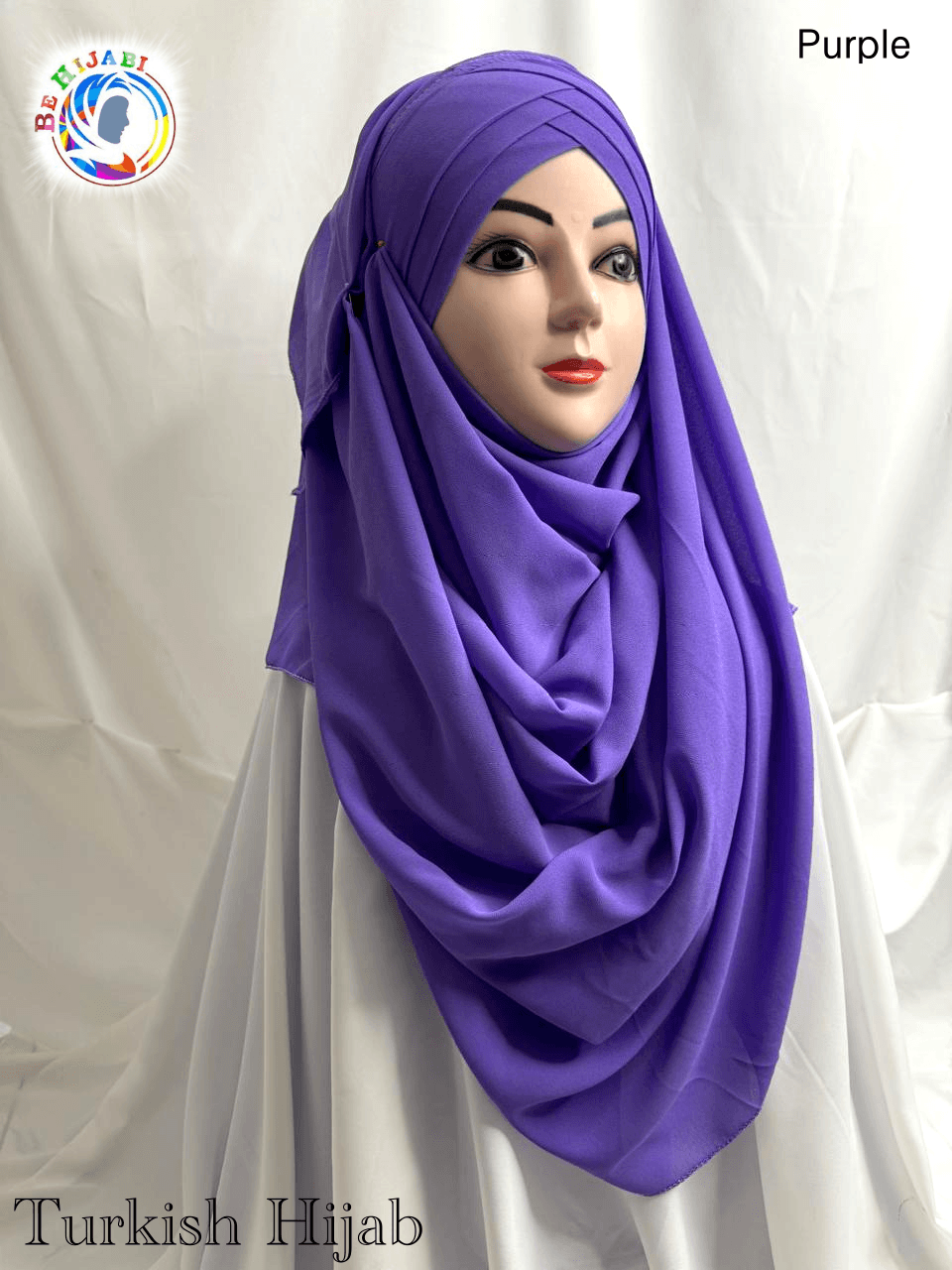 Turkish Scarf Chiffon Layer instant Ready To Wear Color Purple