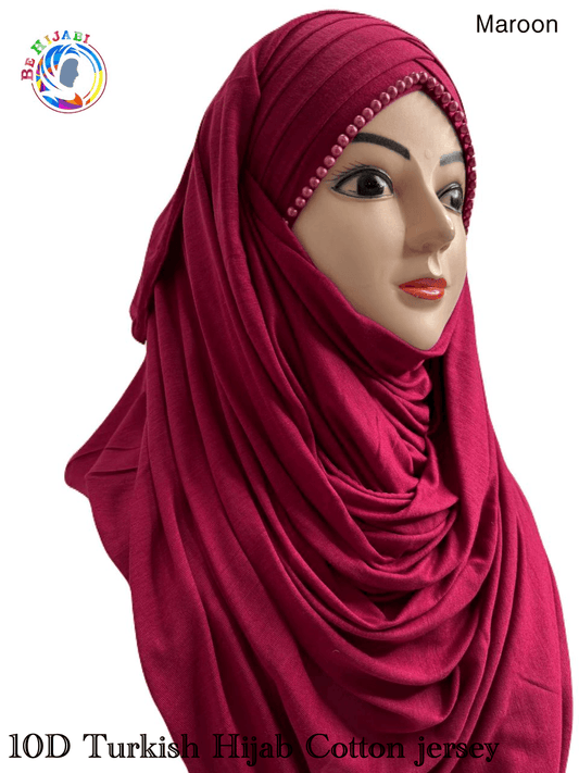 10 D Turkish Hijab Cotton jersey Color Maroon