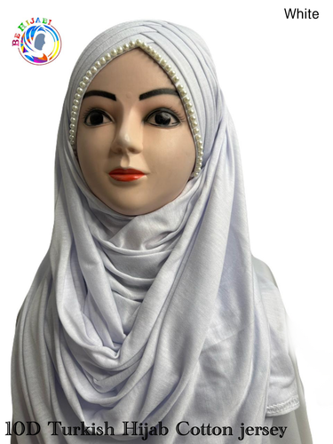 10 D Turkish Hijab Cotton jersey Color White