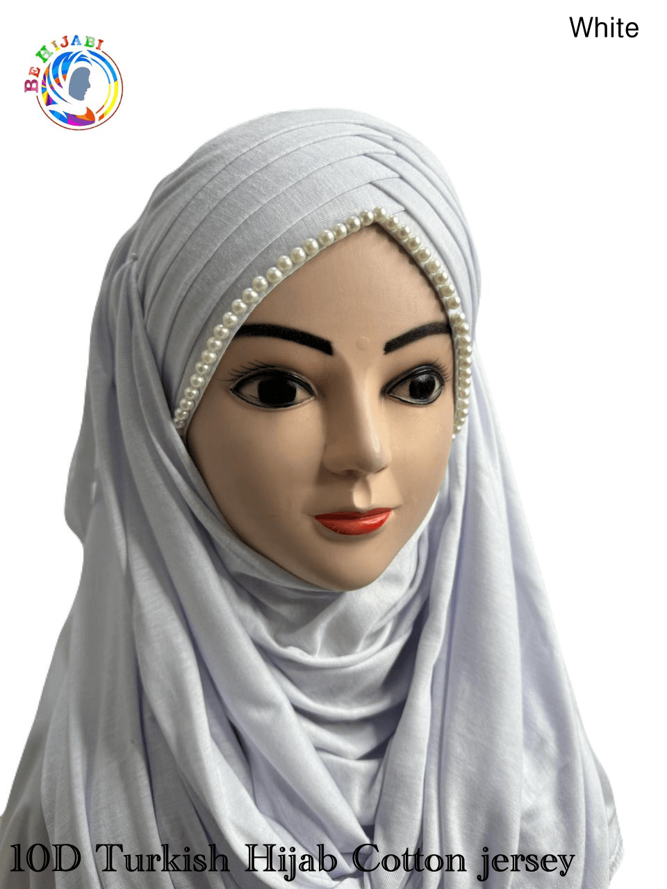 10 D Turkish Hijab Cotton jersey Color White