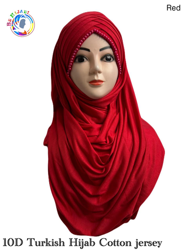 10 D Turkish Hijab Cotton jersey Color Red