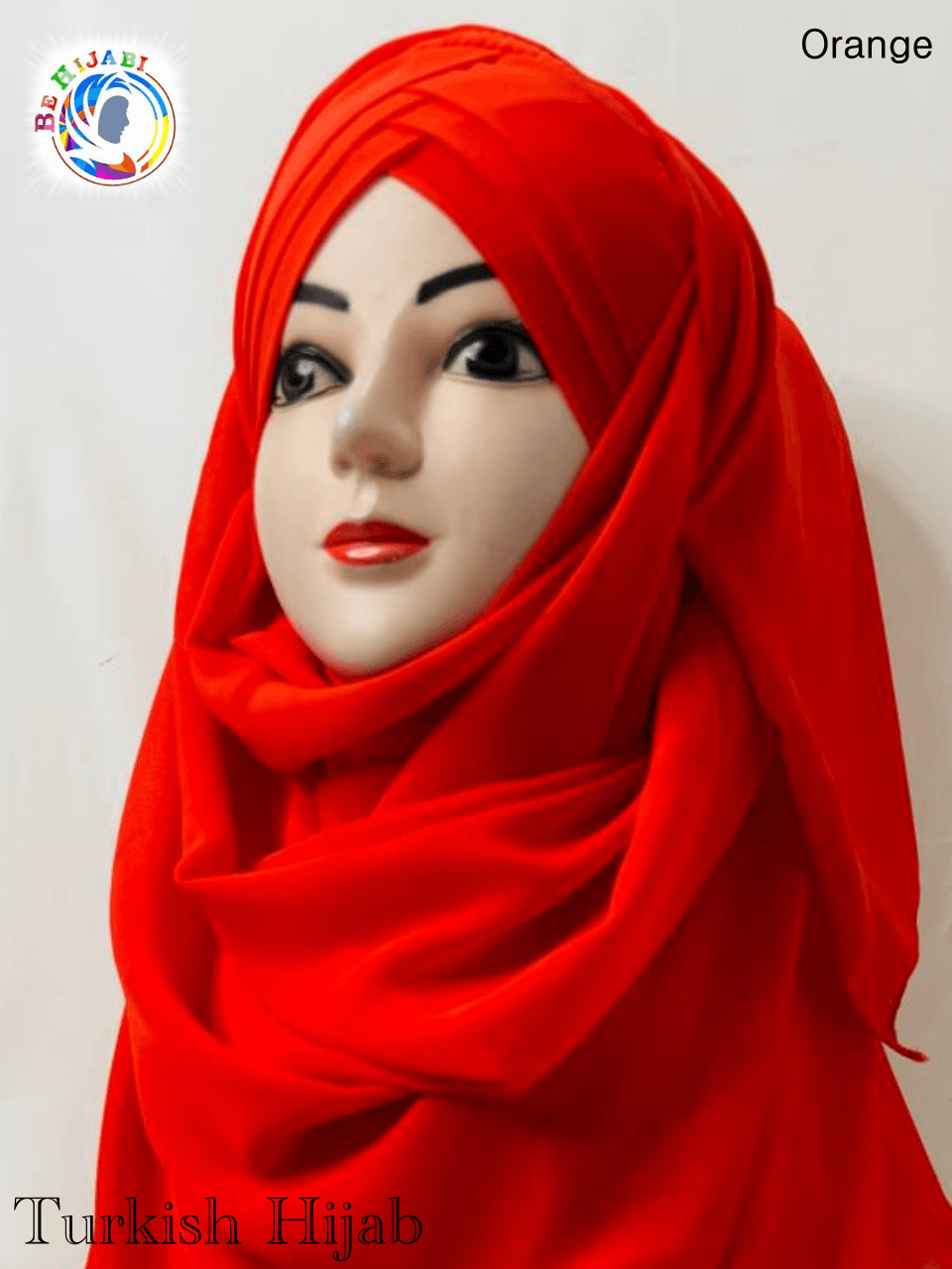 Turkish Scarf Chiffon Layer instant Ready To Wear Color Orange